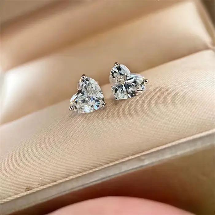 Boucles d'oreilles en forme de cœur en argent Sterling 925 pour femmes