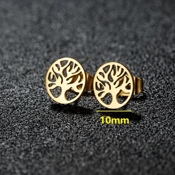 Boucles d'oreille arbre de vie bohème élégantes en acier inoxydable pour femme occasions spéciales tragus vintage gothique trendy