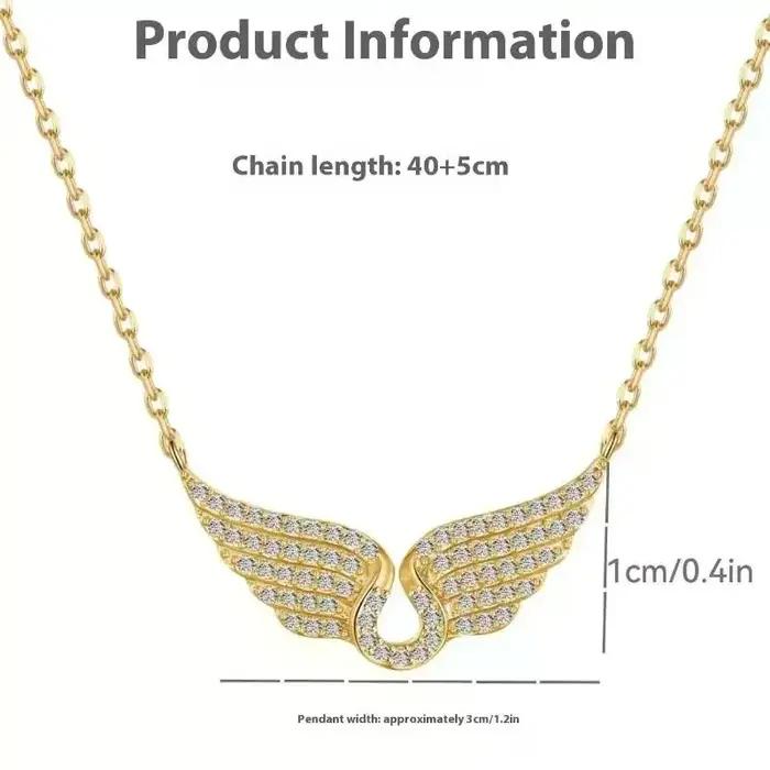 Collier Aile d'Ange en Zircone Cubique avec Pendentif Plume pour Femme Occasions Spéciales