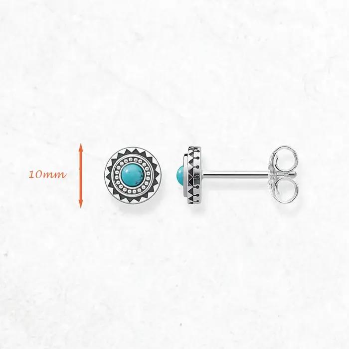 Boucles d'oreilles ethniques rondes en turquoise
