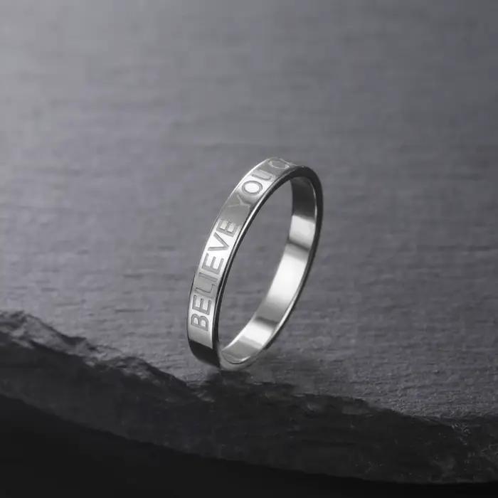 Bague avec nom gravé de 3mm pour hommes et femmes