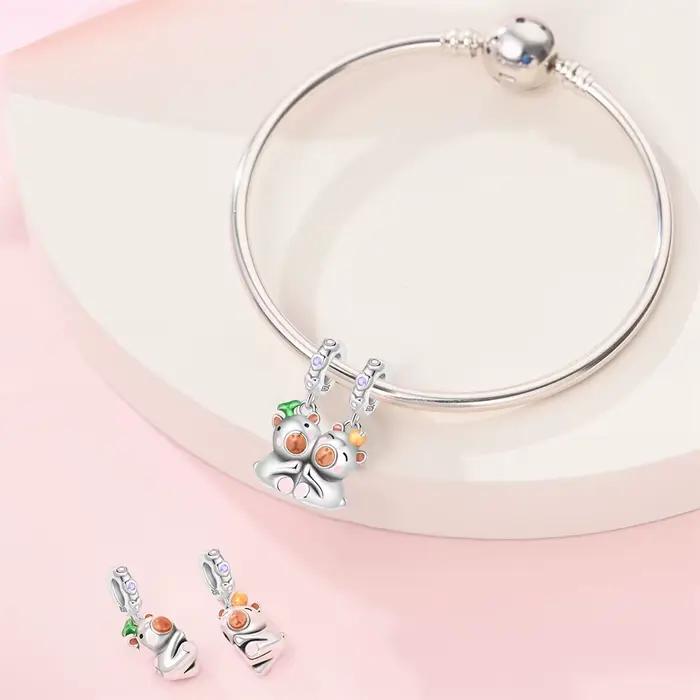 925 argent Sterling meilleur ami Bestie breloque Capybara Duo pendentif ensemble ajustement Original bracelets porte-bonheur femmes bijoux à bricoler soi-même cadeau