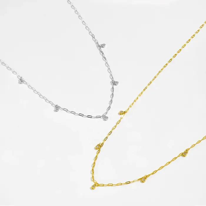 ANDYWEN Collier à breloques minimaliste en argent 925