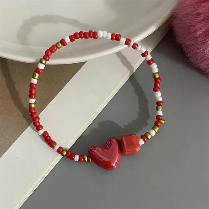 Bracelet fait à la main en forme de cœur d'amour