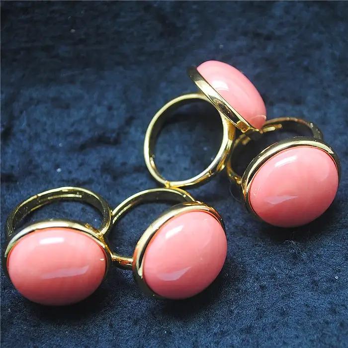 Bagues en corail rose naturel pour femmes