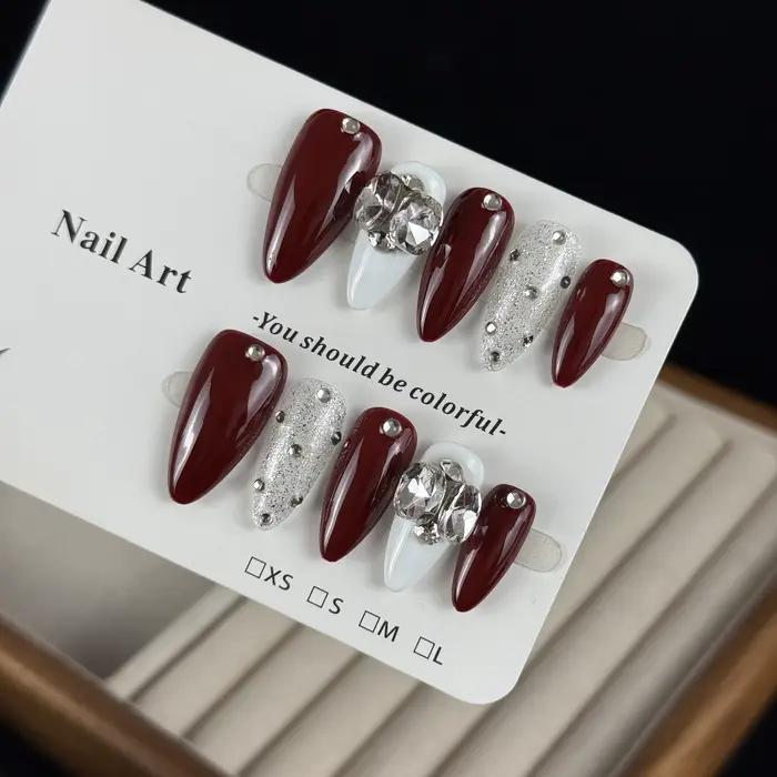 10 pièces de style rétro de luxe haut de gamme, diamants ronds tridimensionnels peints à la main, œil de chat brillant et petits diamants faits à la main