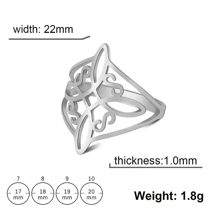 Bague à nœud celtique pour femmes, anneau creux en acier inoxydable, couleur or argent, amulette de