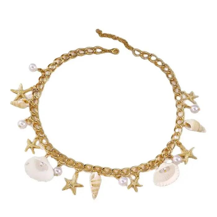 Bracelet de plage et collier de coquillages colorés moderne pour femmes occasions estivales