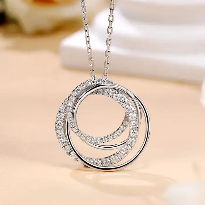 M-JAJA Moissanite pendentif collier pour femmes D VVS1 18K plaqué or blanc S925 argent multicouche cercle chaîne bijoux de luxe