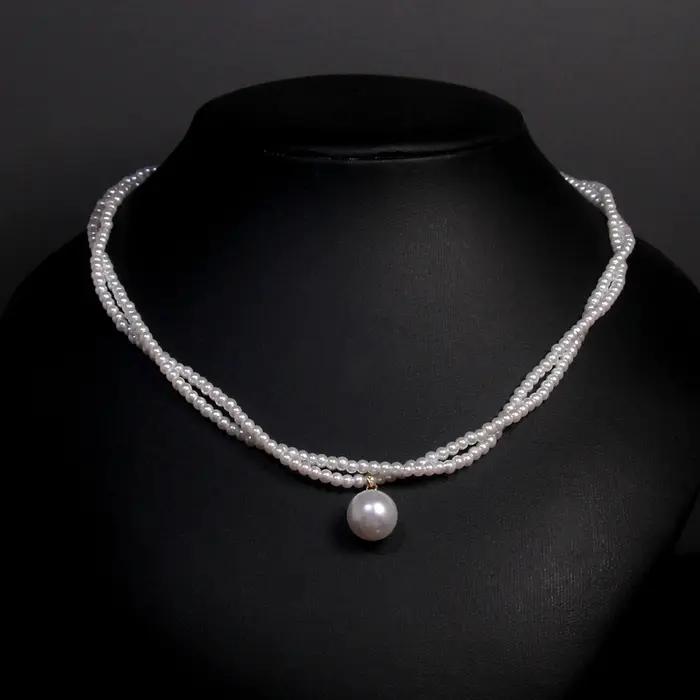 Collier de perles vintage français pour femme, accessoires de bijoux, double verrouillage, Sophia JO