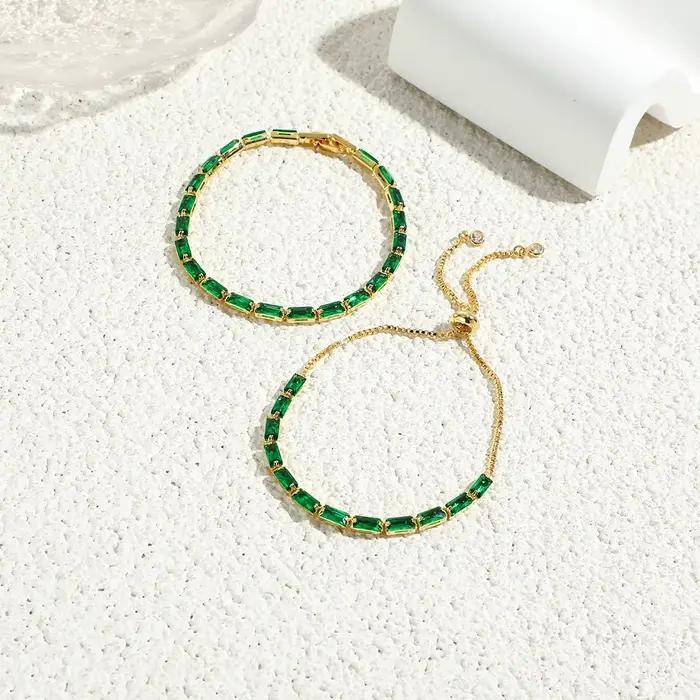 Bracelets de Tennis de luxe en zircone cubique émeraude pour femmes