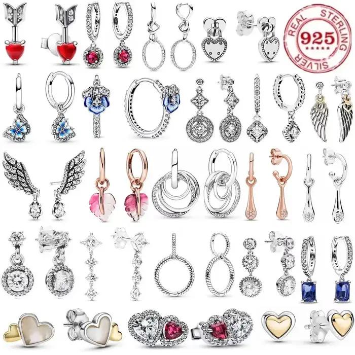 Boucles d'oreilles en argent sterling 925 classiques avec zirconium blanc pour femmes occasions spéciales elegance cadeau festif