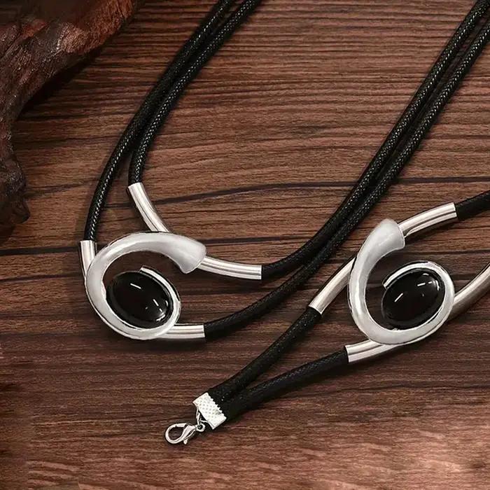 Ensemble de bijoux bohémiens pour femmes design en couches squelette bracelet et collier audacieux style punk pour soirées et événements formels