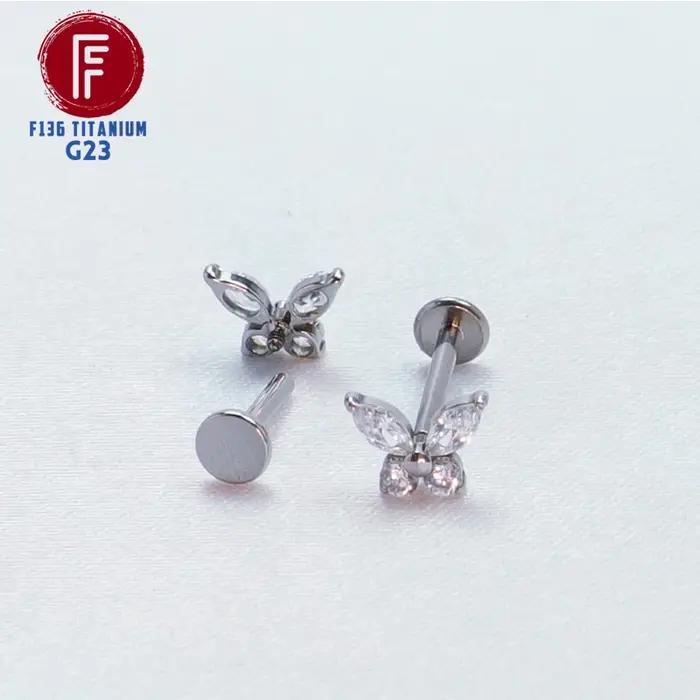 Piercing Tragus Jules Zcompresses sur Papillon F136 Titane Cartilage Spirale Septum ClUnicef Helix Femme 16G Labret Bijoux Accessoires