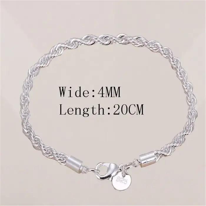 Bracelets en corde torsadée en argent Sterling 925