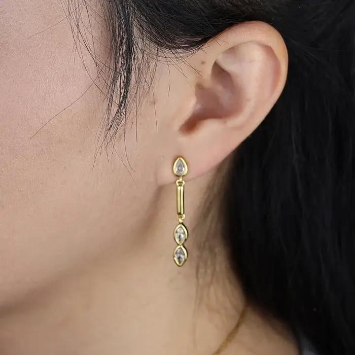 Boucles d'Oreilles Pendantes Zircone Cubique Géométrique pour Femmes Occasions Spéciales Mode Princesse