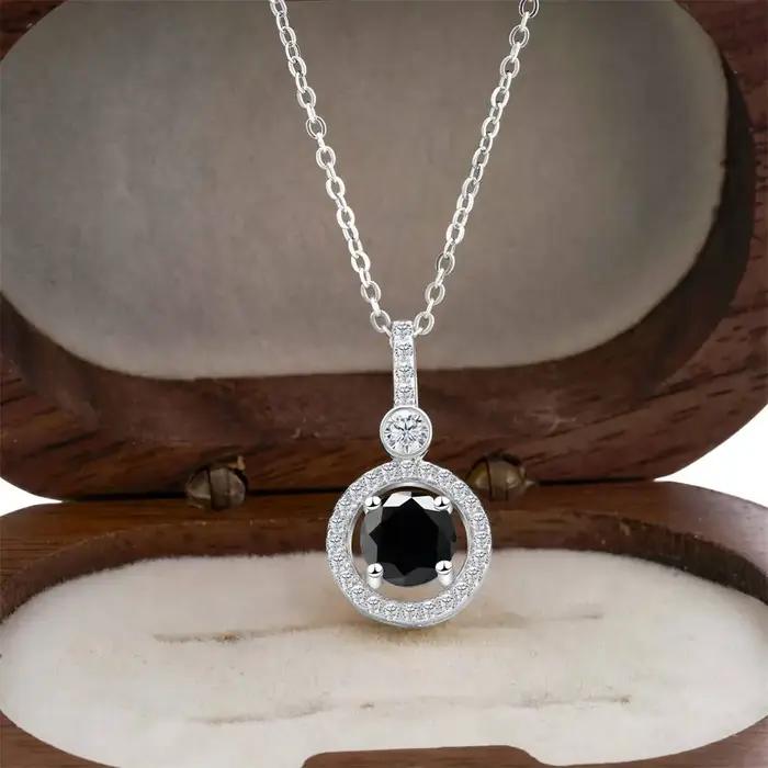 Collier de luxe en Moissanite pour femmes, 1 carat, pendentif en argent Sterling 925 véritable, bijo