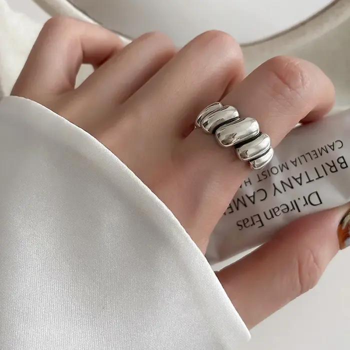 Bague d'ouverture réglable pour filles et femmes, bague à la mode, bijoux populaires, couleur bleu a