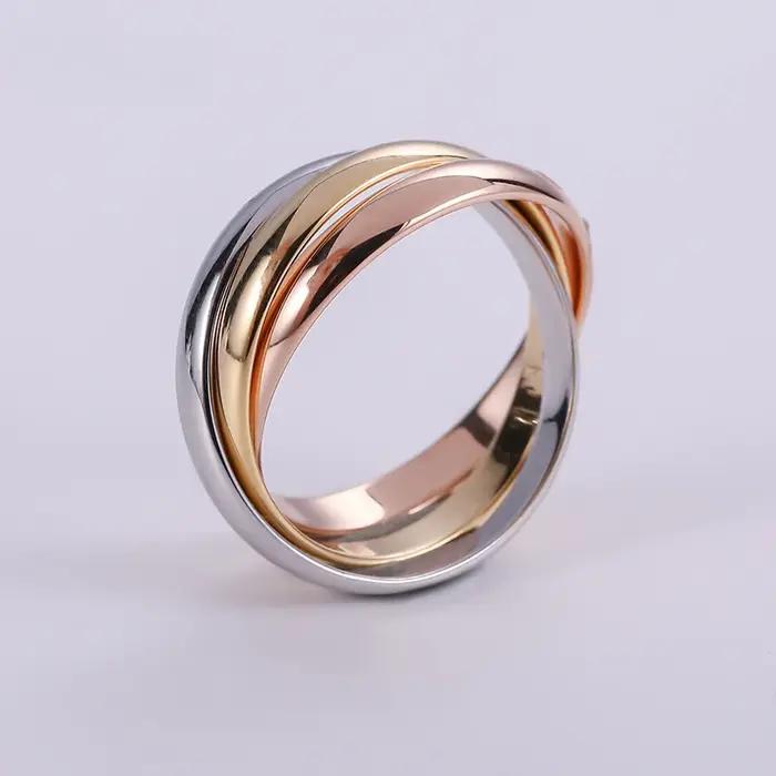 Bague Internet en Argent Sterling Or Rose Tricolore
