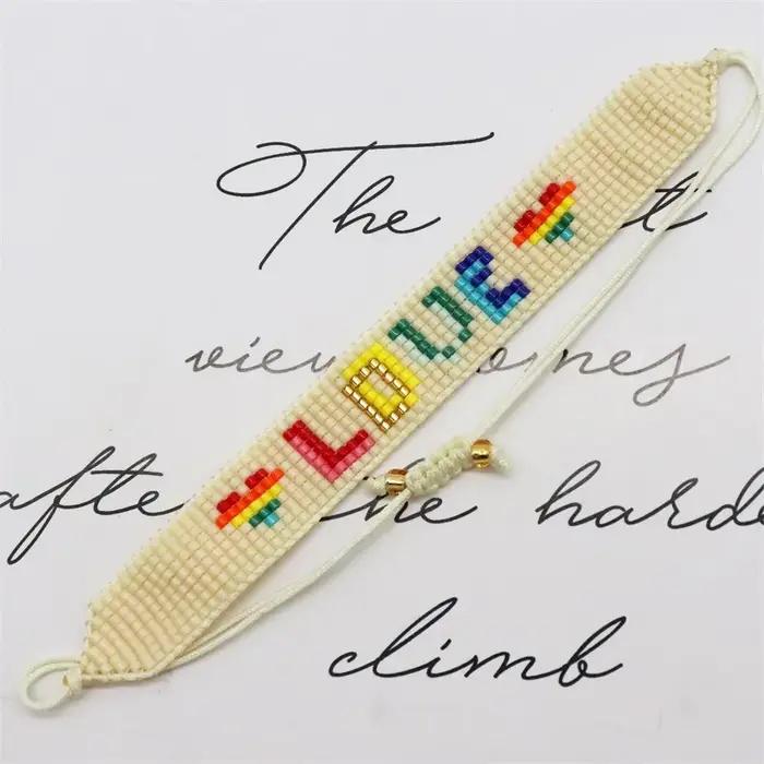 ZHONGVI arc-en-ciel coeur Bracelet pour fille enfants Pulseras Mujer Moda Miyuki Bracelets pour femme amour bijoux cadeau livraison gratuite