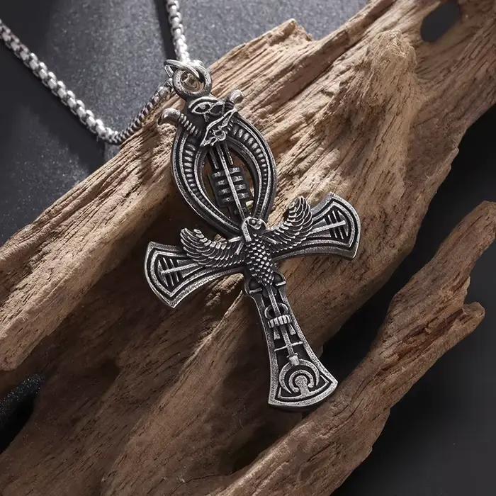 Vintage égyptien clé de vie Ankh croix pendentif Horus Patronus collier hommes mode pharaon amulette bijoux