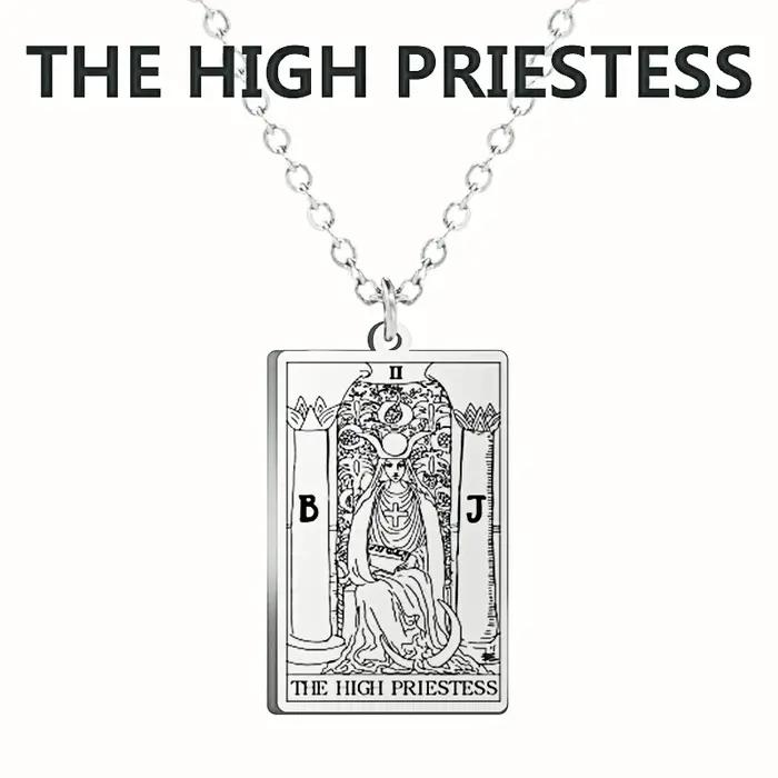 LIKGREAT acier inoxydable Tarot cartes pendentif collier arcanes majeurs