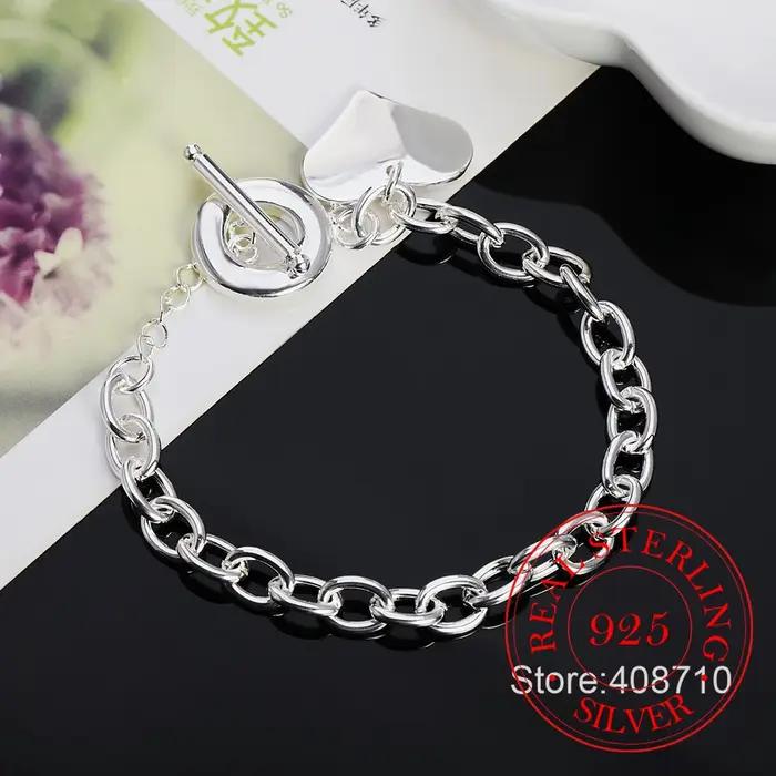 Bracelet en argent sterling 925 avec fermoir en forme de cœur romantique pour homme et femme occasions spéciales tendance classique sportif