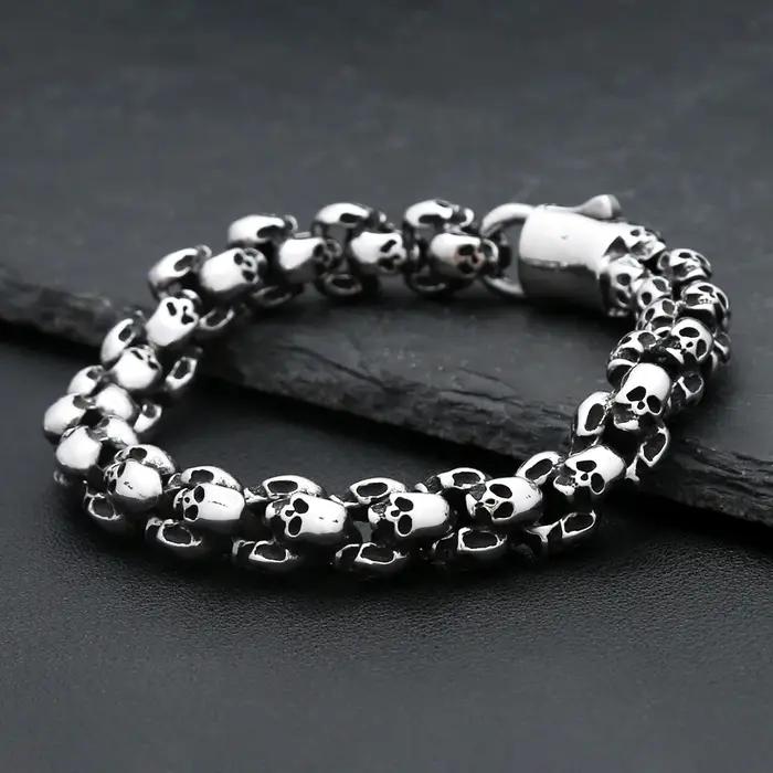 Bracelet tête de mort gothique vintage pour homme