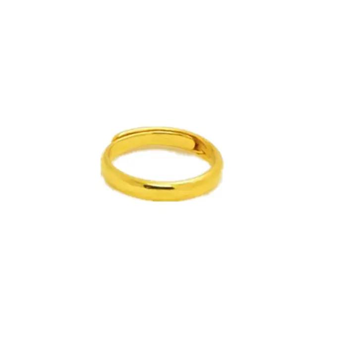 Ensemble de bagues plaquées or 24 carats pour hommes et femmes, bague lisse de 4/6mm, taille réglable, bracelet de mariage, accessoires de bijoux de fiançailles