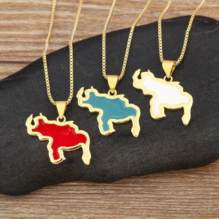 Nidin haute qualité Venezuela carte pendentif collier charme cou bijoux pour femmes hommes mode mignon chaîne 4 couleurs tour de cou cadeau
