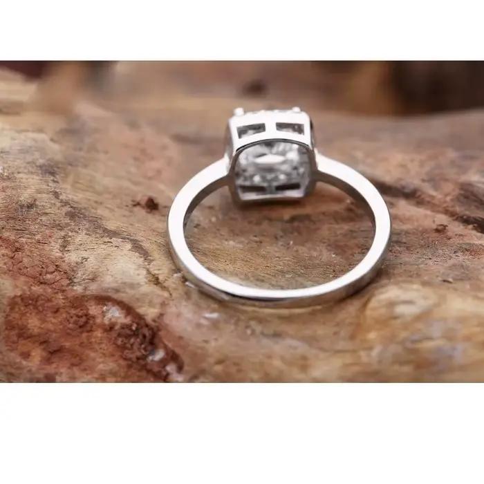 Bagues carrées simples en argent regardé 925 pour femmes