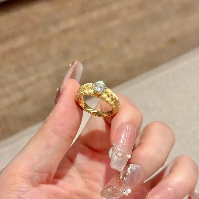 Bague Foydjew en zircone cubique plaquée or 18 carats pour femmes, alliance de mariage vintage avec effet tracker d'humeur pour soirées et occasions spéciales
