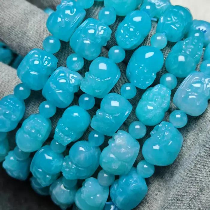 Bracelet Pixiu en Amazonite naturelle de qualité AAA du Brésil - Bijou