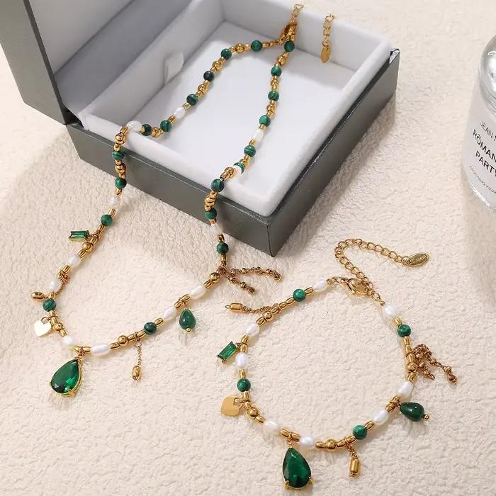 Amaiyllis lumière luxe perle naturelle cubique zircone collier pendentif exquis élégant clavicule chaîne collier bijoux