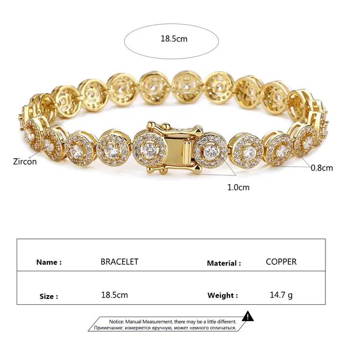 ZAKOL mode européenne et américaine ronde AAA Zircon Bracelet bracelets unisexe Style Punk Hip-hop bijoux