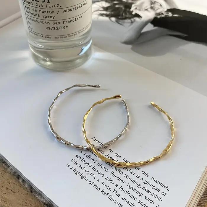 Bracelet ondulé en argent Sterling 100% massif 925
