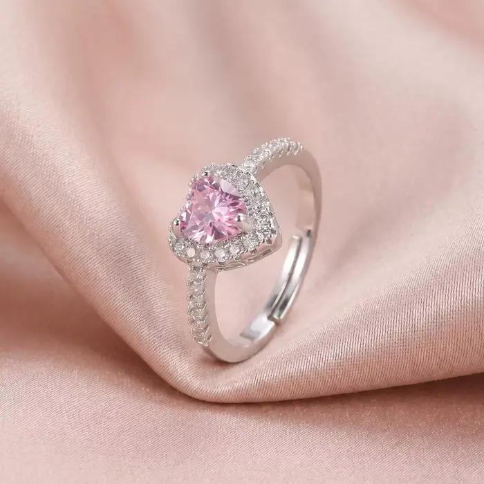 Bague en forme de cœur réglable pour femmes