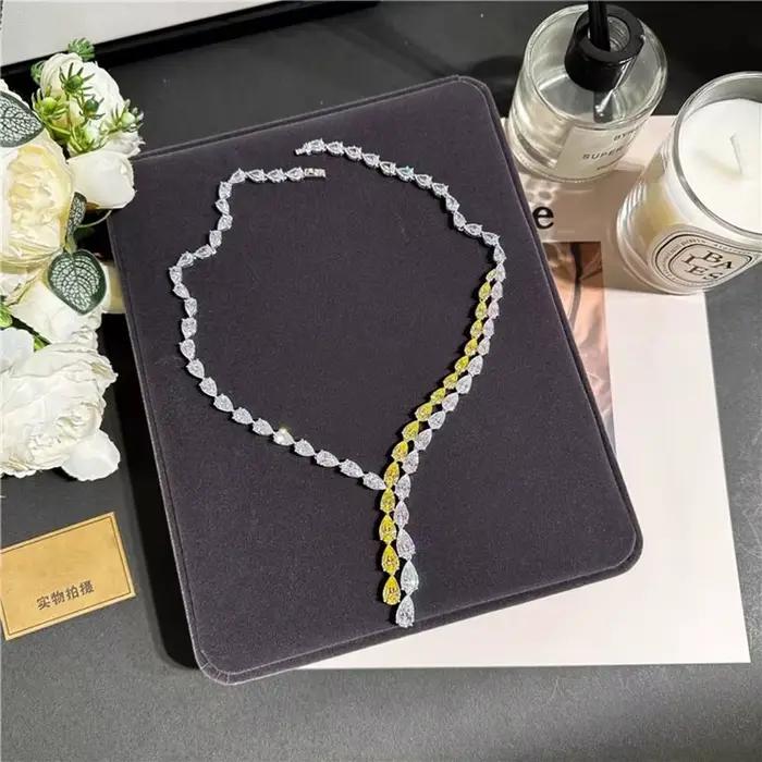Foyimagination-Ensembles de bijoux en diamant jaune et blanc pour femmes