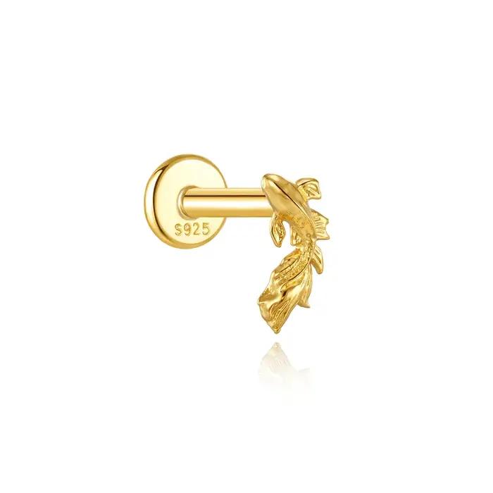 Boucles d'oreilles ROXI - Argent sterling 925 - Bijoux de piercing personnalisés à motifs floraux/po