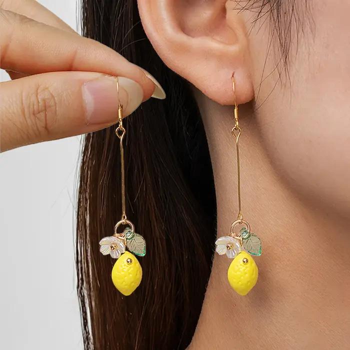 Boucles d'oreilles citron personnalisées avec Long pompon