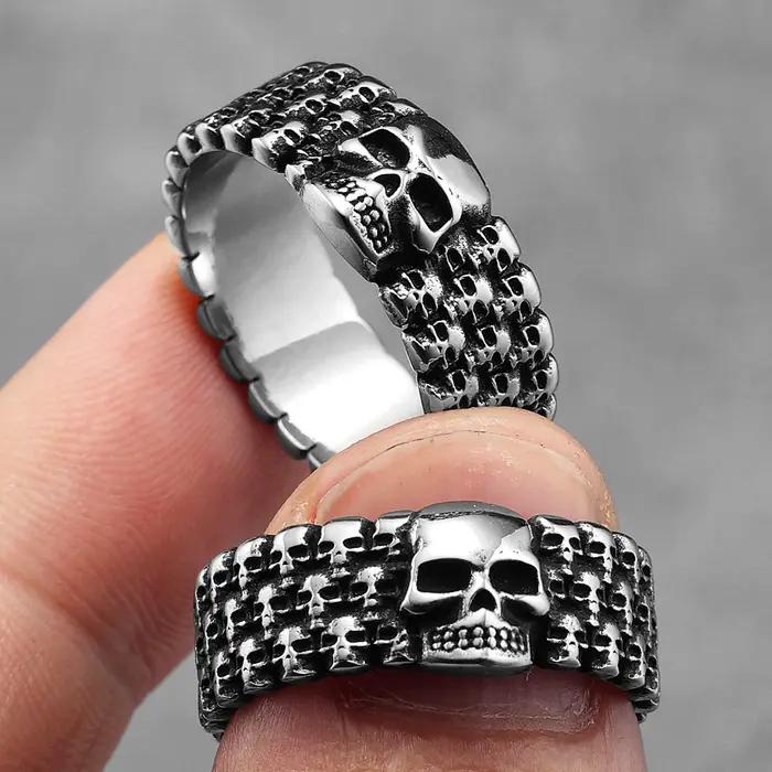 Hell Skull-Bagues en acier inoxydable pour hommes et femmes