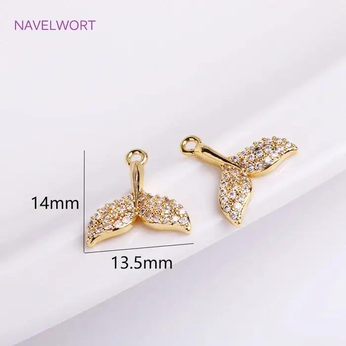 breloque pour fabrication bijoux Breloque tendance en forme d'hippocampe, d'étoile de mer ou de queue de poisson, pendentifs en Zircon incrusté plaqué or 14K, pièces de bricolage