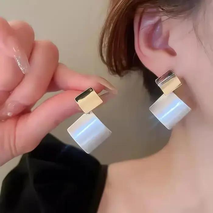 Boucles d'Oreilles Vintage en Métal de Style Géométrique