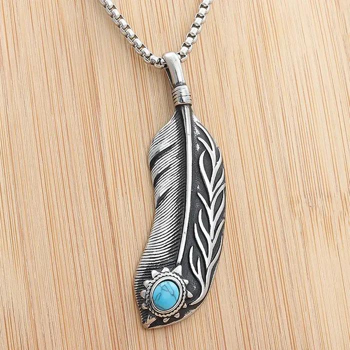 Collier de plumes vintage en acier inoxydable TOGA PULLA pour hommes et femmes, bijou ethnique et style motard pour occasions spéciales