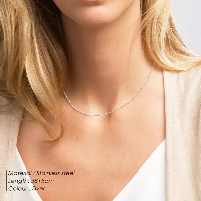 Collier ras du cou Satellite en acier inoxydable plaqué or/argent 14K
