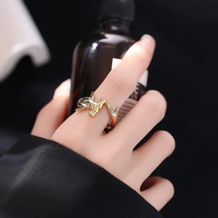 Bague élégante couleur or argent Animal requin marin redimensionnable ouvert Viking Anillo pour femmes hommes amoureux de l'océan doigt bijoux Joias