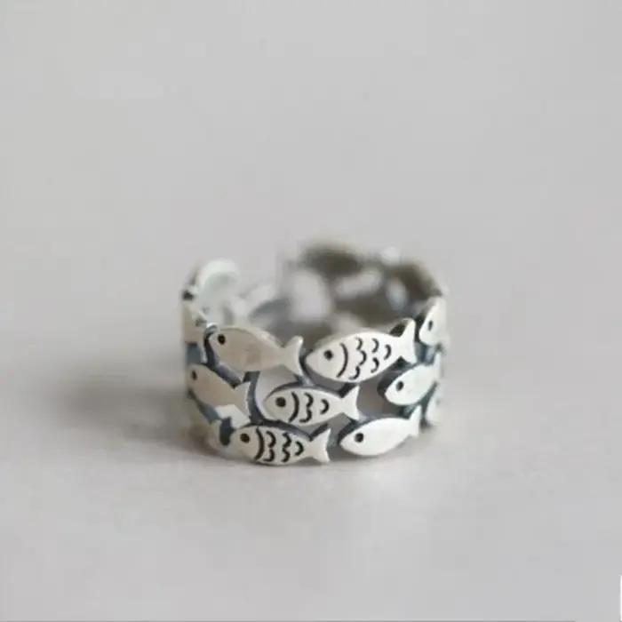 Bague poisson mignon en argent sterling 925 pour femmes, bijou animal de compagnie moderne et original, cadeau d'anniversaire, bijou à la mode pour occasions spéciales