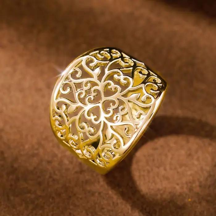 Bague Huitan en laiton avec incrustations de pierres précieuses artificielles, design géométrique pour femmes, idéale pour les occasions spéciales et le quotidien