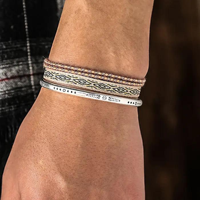 Bracelet réglable en argent plaqué 925 pour hommes, avec breloque de bouddha tibétain, chaîne en corde tissée à la main, bijoux pour cadeau d'anniversaire