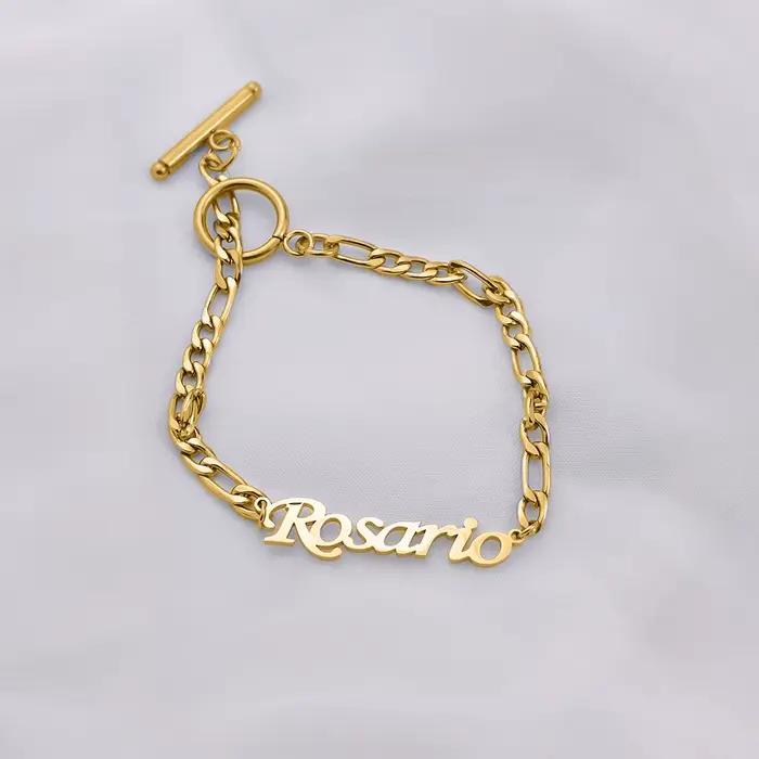 Bracelet personnalisé avec nom pour femme, or, acier inoxydable, bracelets de couple, lettres pour bracelet OT Structure
